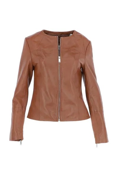Модная куртка без воротника из натуральной кожи 'Francesca' Ashwood Leather, коричневый