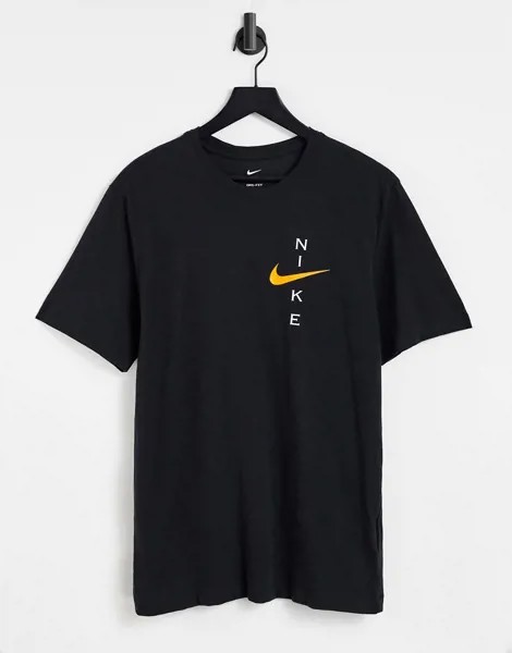 Темно-серая меланжевая футболка с принтом логотипа Nike Training-Серый