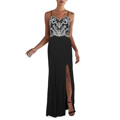 Женское черное длинное вечернее платье на тонких бретельках Blondie для юниоров 0 BHFO 7856