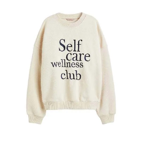 Свитшот домашний H&M Self-care, светло-бежевый