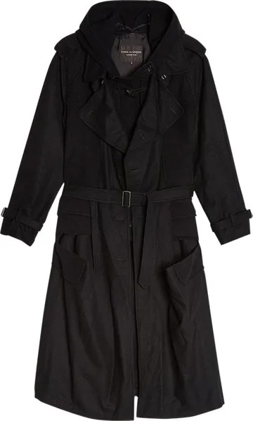 Пальто Comme des Garçons Homme Plus Flannel Wool Mosser Coat 'Black', черный