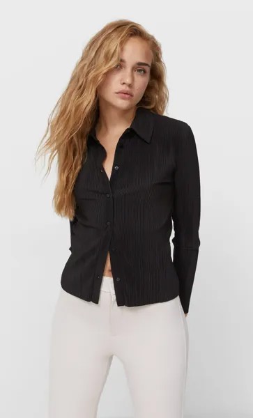 Stradivarius Плиссированная Рубашка Черный S