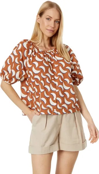 Топ Lilla P Elbow Sleeve Button-Down, цвет Adobe Print