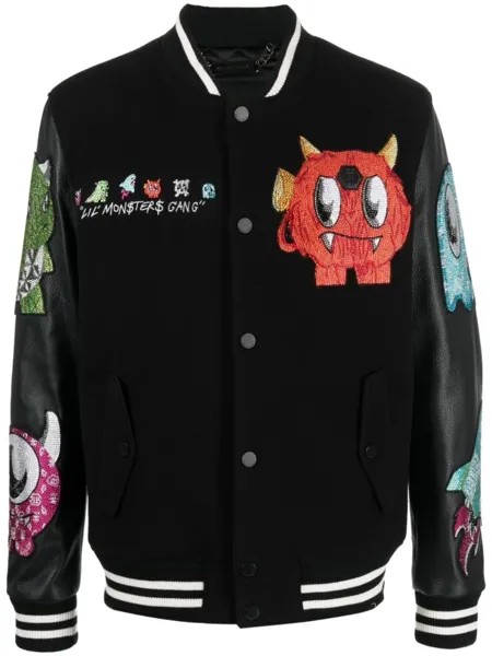 Бомбер с нашивками Philipp Plein, черный