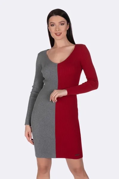 Платье со рюшами и двухцветным дизайном Giorgio Di Mare, красный