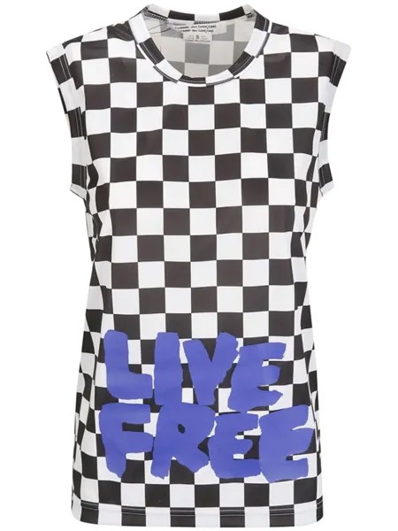 Майка в клетку с надписью Comme Des Garçons Comme Des Garçons, белый