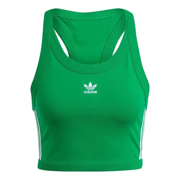 Топ adicolor classics 3 полоски короткие майки Adidas, зеленый
