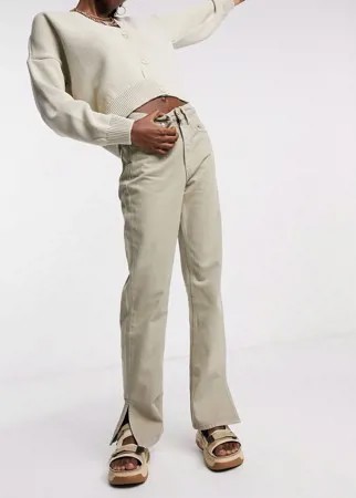 Светло-бежевые прямые джинсы с разрезами по бокам Waven-Neutral