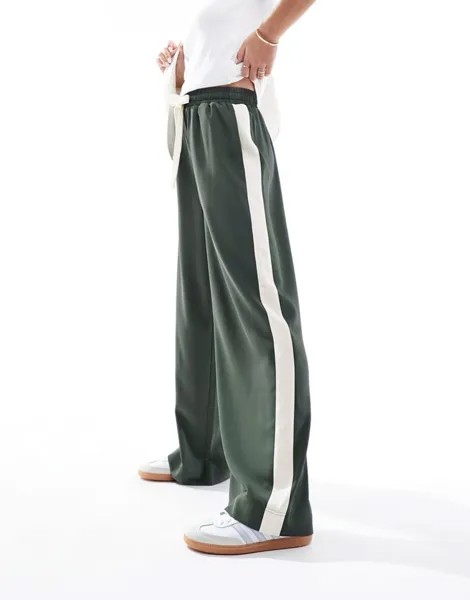 ASOS DESIGN – зеленые брюки-слипоны с контрастной полоской