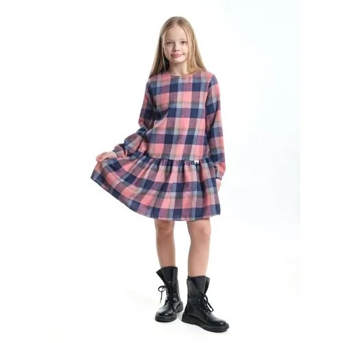 Платье Mini Maxi, хлопок, в клетку, размер 122, розовый