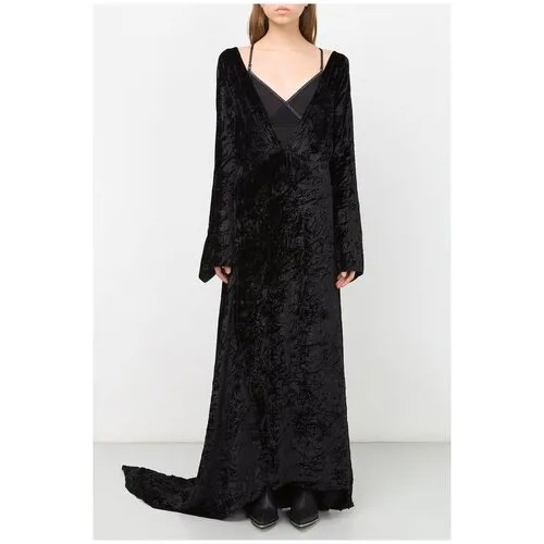 Платье Yang Li, повседневное, прилегающее, шлейф, открытая спина, размер 42, черный