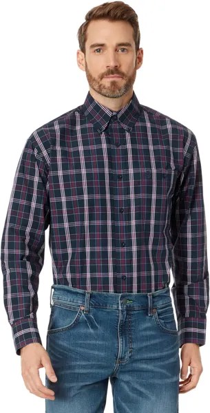 Рубашка George Strait Long Sleeve One-Pocket Plaid Wrangler, цвет Navy/Burgundy