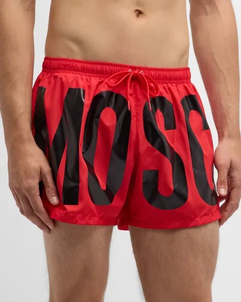 Мужские шорты для плавания с полным логотипом Moschino, цвет Fucsia