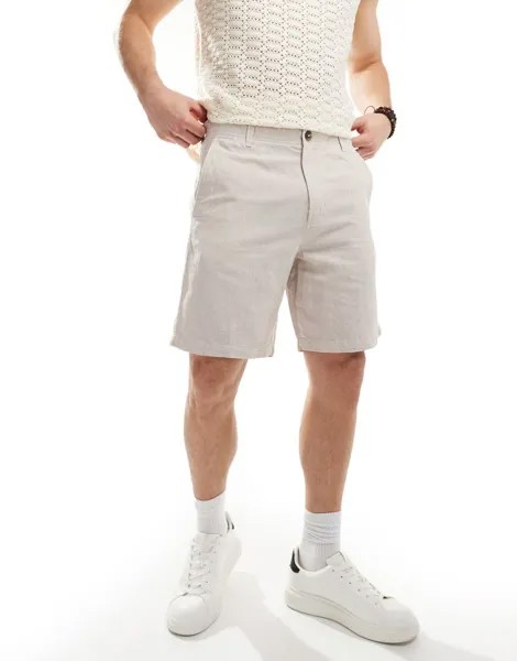 Белые шорты из микса льна Selected Homme