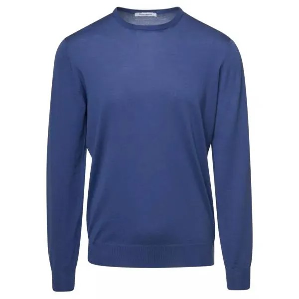 Свитер crewneck sweater with long sleeves in wool Gaudenzi, синий