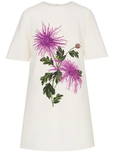 Oscar de la Renta платье-трапеция мини Chrysanthemum, белый