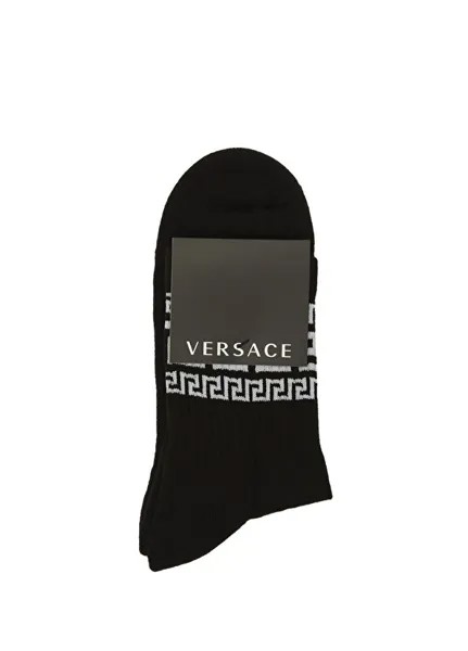 Черные женские носки из жаккарда с логотипом Versace