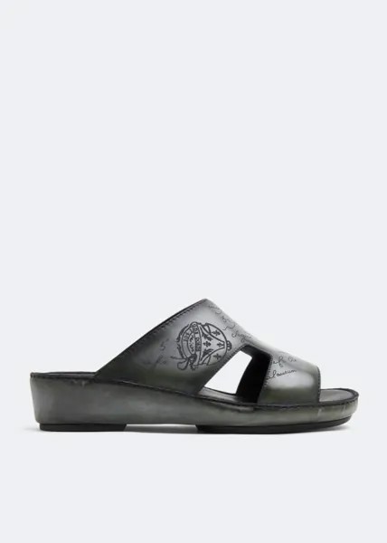 Сандалии BERLUTI Dubai leather sandals, зеленый