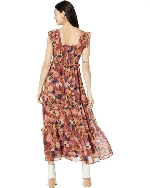 Платье Lost + Wander Southern Bell Maxi Dress, цвет Brown Patchwork