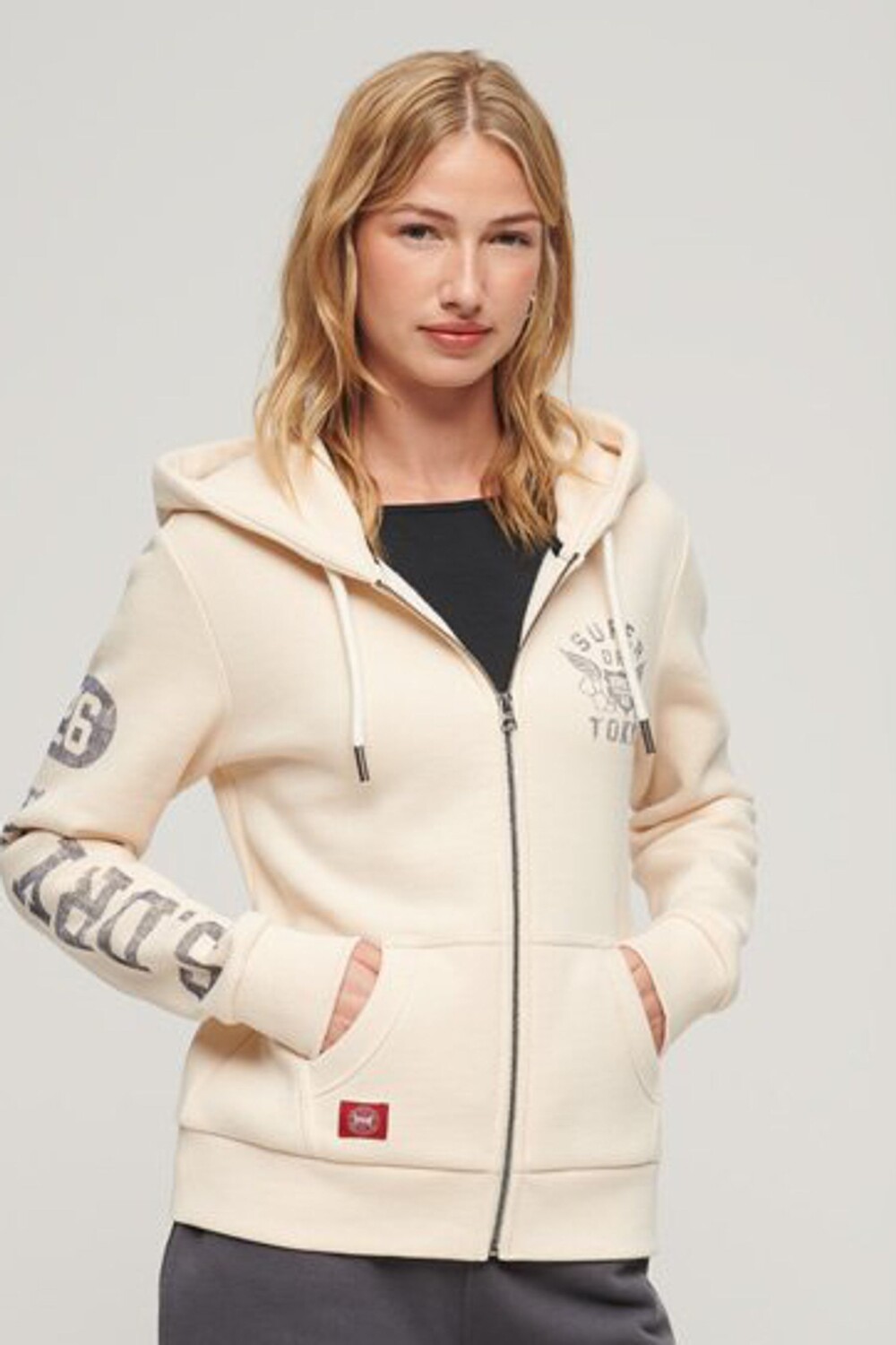 Худи на молнии Athletic College Superdry, бежевый