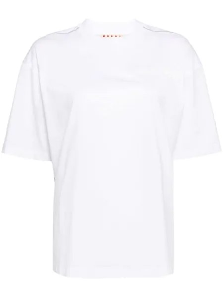 Marni футболка с тисненым логотипом, белый