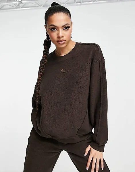 Темно-коричневый свободный флисовый свитшот adidas Originals Luxe Lounge