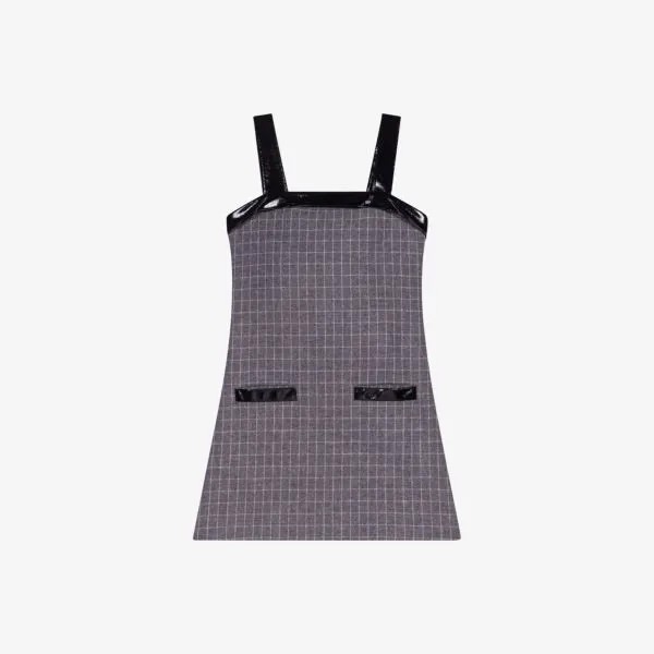 Платье мини Rocelyn из эластичной ткани в клетку с виниловыми вставками Maje, цвет noir / gris