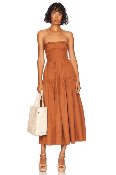 Платье миди Shona Joy Jules Strapless Ruched, цвет Almond