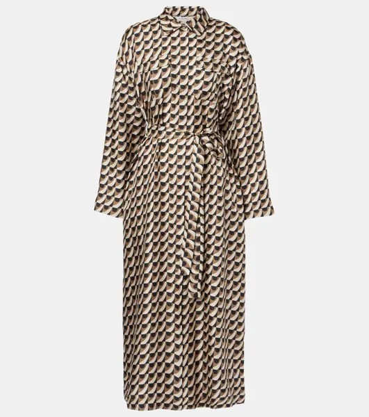 Длинное шелковое платье с цветочным принтом Fleur 'S Max Mara, экрю