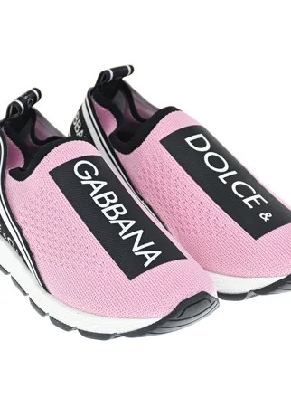 Розовые кроссовки-носки с логотипом Dolce&Gabbana