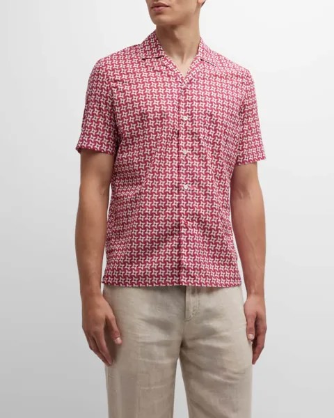 Мужская хлопковая рубашка с принтом «Вертушка» Isaia