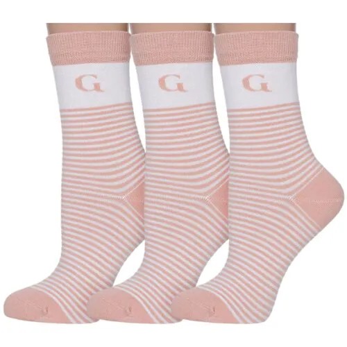 Носки Grinston, 3 пары, размер 23, розовый