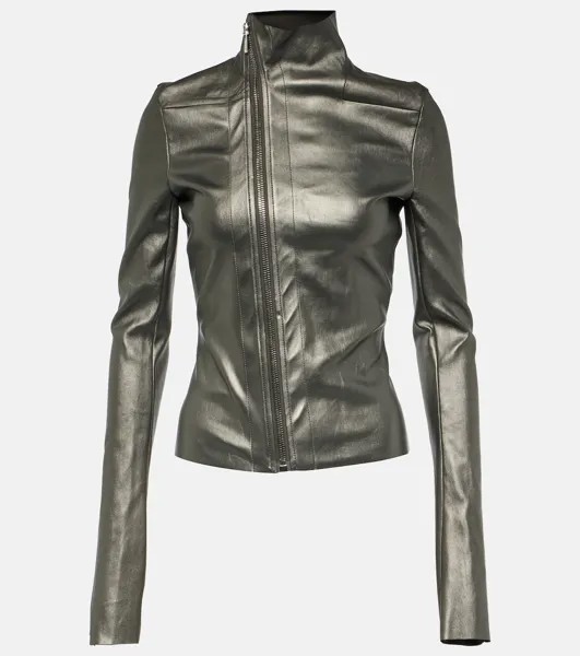 Куртка из кожи металлик и хлопка Rick Owens, серый