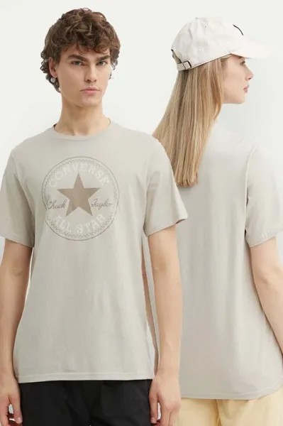 Хлопковая футболка Converse, бежевый