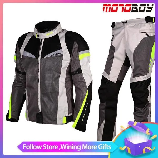Костюм для езды на мотоцикле MOTOBOYl, летняя сетчатая куртка и штаны с вентиляцией и защитой от воздуха