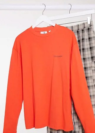 Красный лонгслив в стиле oversized с принтом логотипа COLLUSION Unisex