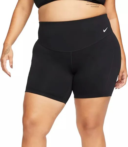 Женские байкерские шорты со средней посадкой Nike One, размер 7 дюймов (большие размеры) с защитой от протечек, черный