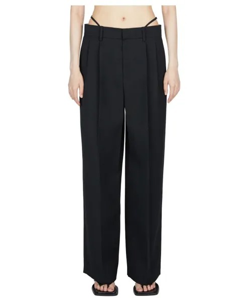 Брюки Стринги из атласной шерсти Alexander Wang, черный