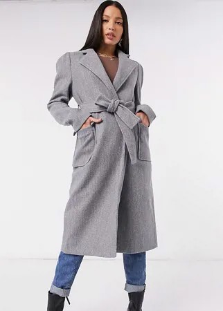 Пальто с запахом и поясом Fashion Union-Зеленый