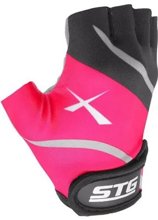 Перчатки велосипедные STG, размер M, цвет чёрный/розовый