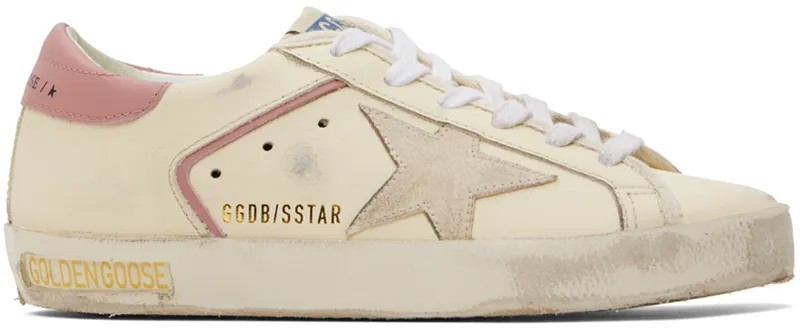 Бело-розовые замшевые кроссовки Super-Star Golden Goose