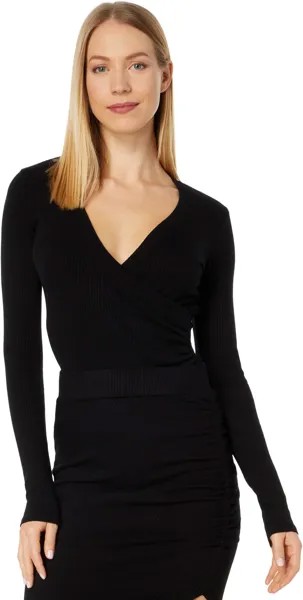 Блуза SUNDRY Long Sleeve Wrap Blouse, черный