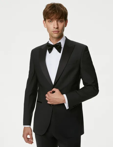 Идеальный пиджак-смокинг строгого кроя Marks & Spencer, черный