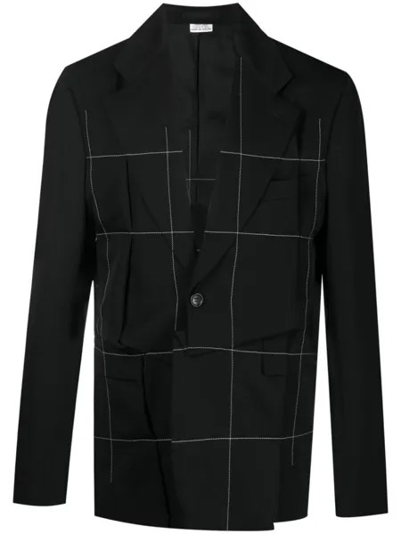 Comme des Garçons Homme Plus пиджак асимметричного кроя с контрастной строчкой, черный
