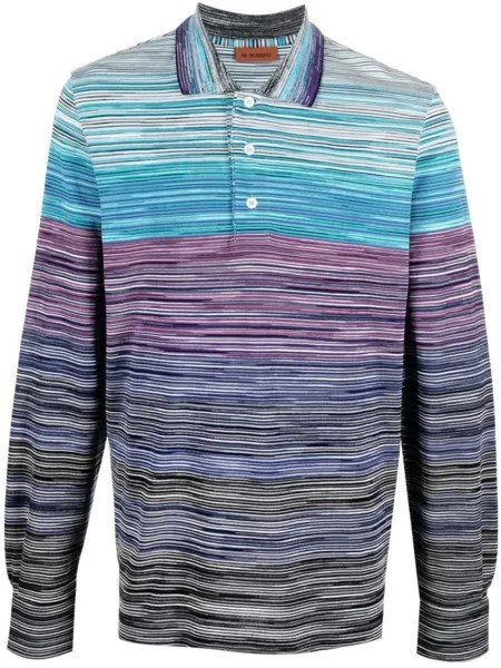 Missoni полосатая рубашка поло с длинными рукавами, синий