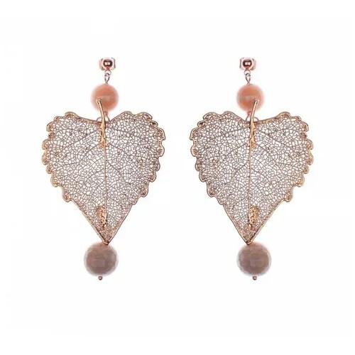 Серьги с подвесками Ester Bijoux, бижутерный сплав, жемчуг Swarovski синтетический, розовый, золотой