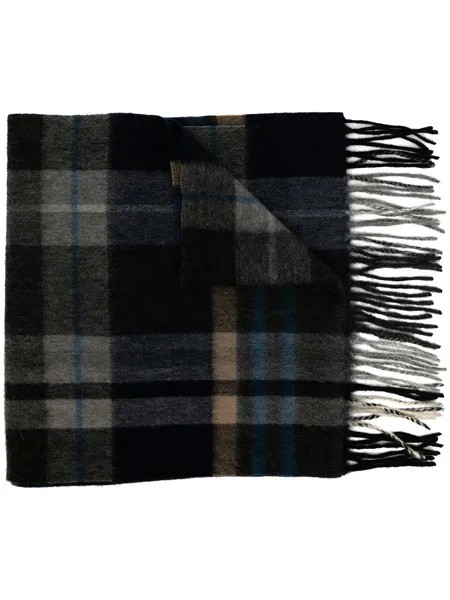 N.Peal checked woven cashmere scarf