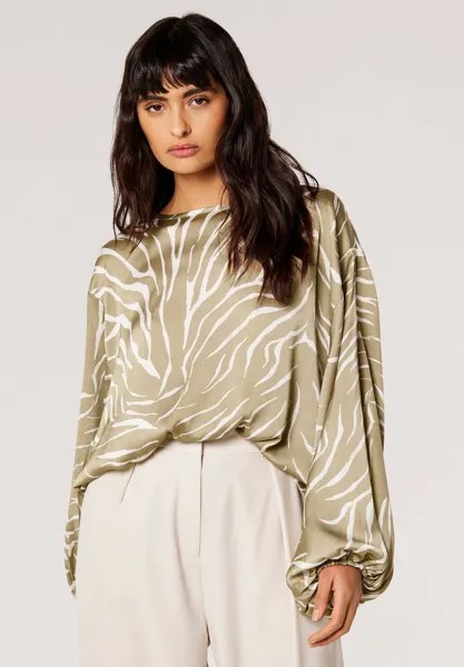 Блузка Zebra Batwing Puff Hem Apricot, цвет stone