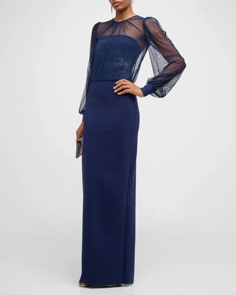 Платье-колонна с иллюзией, украшенное стразами Chiara Boni La Petite Robe, цвет Navy