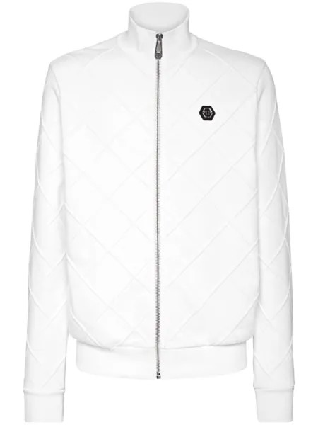 Philipp Plein спортивная куртка с нашивкой-логотипом и тиснением, белый